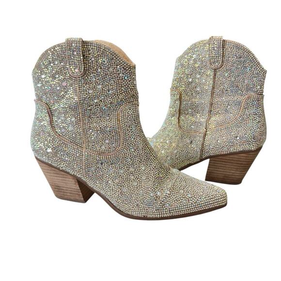 MATISSE Silver Rhinestone HARLOW WESTERN ANKLE BOOT Women's Size 9M - Picture 1 of 12